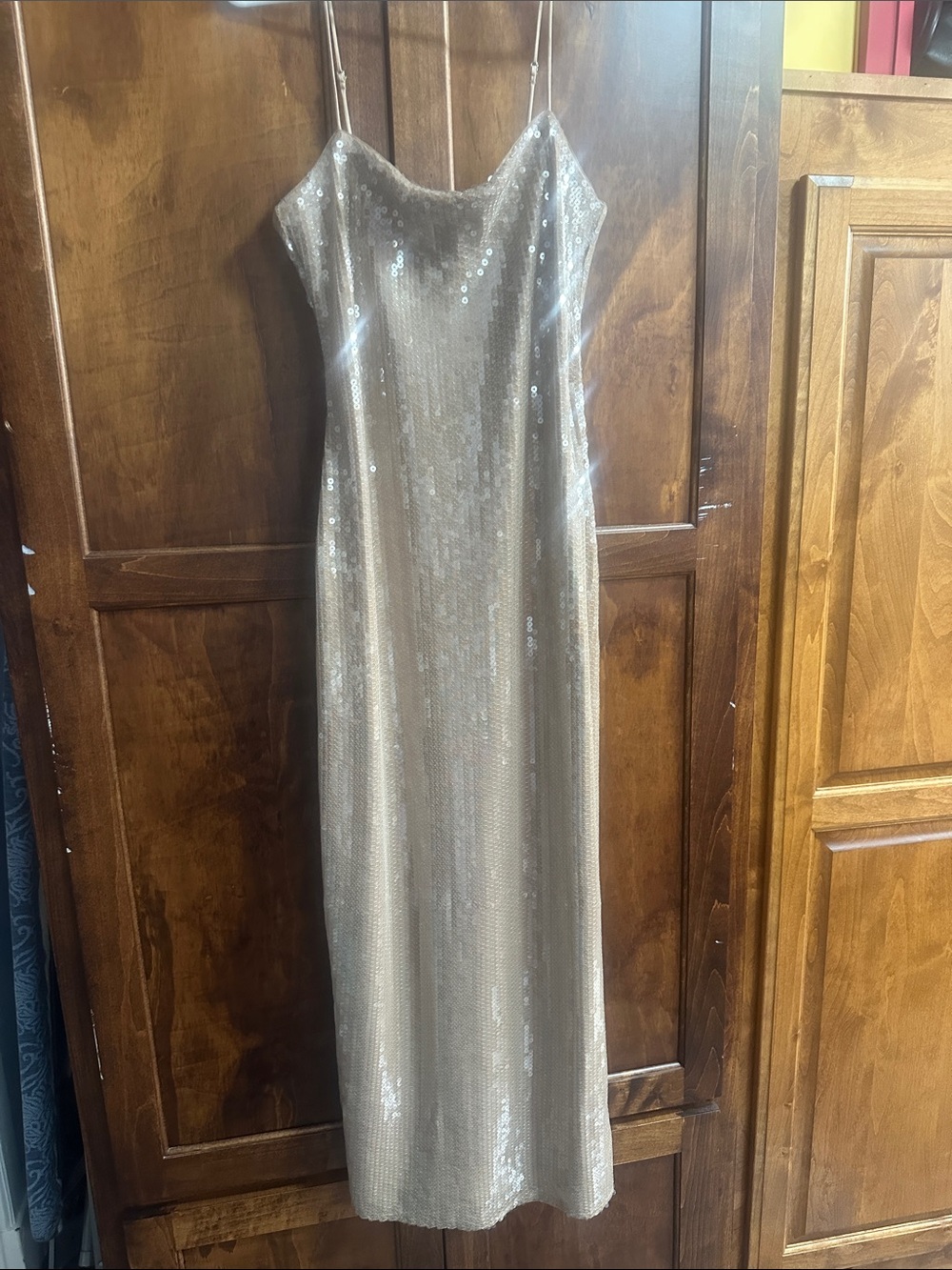Abercrombie & Fitch Champagne Sequin Strapless Slip Dress